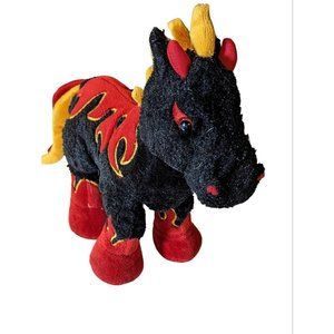 Ganz NIGHT MARE HORSE BLACK W/ FLAMES 10" Plush Stuffed Animal Toy Webkinz